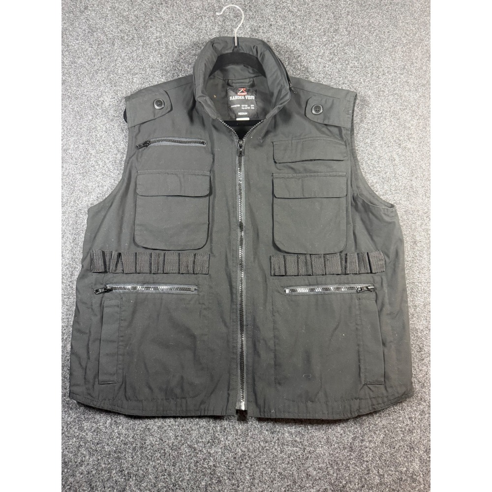Rothco Ranger Vest Men Medium Black Tactical Military Utility Fishing Cargo Vest